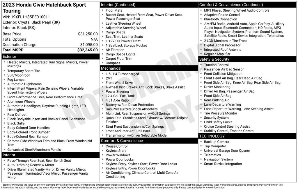 2023 Honda Civic Hatchback Sport Touring