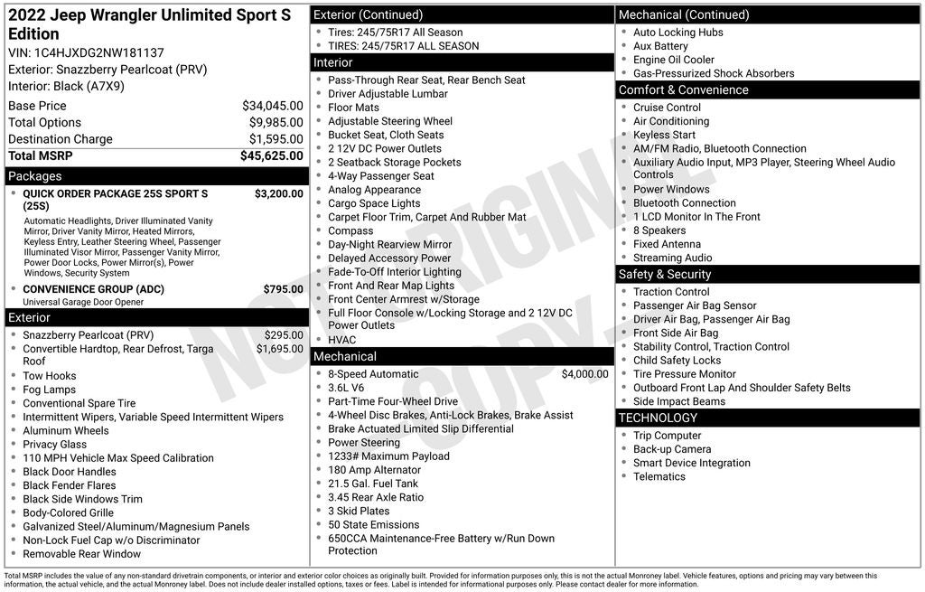 2022 Jeep Wrangler Unlimited Sport S 4x4