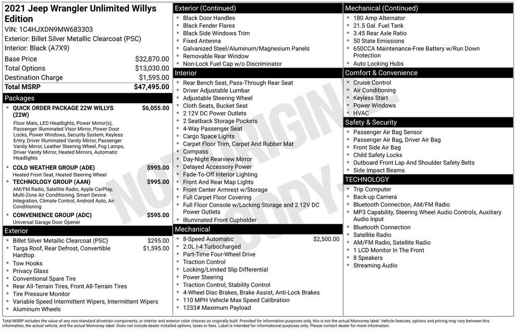2021 Jeep Wrangler Unlimited Willys
