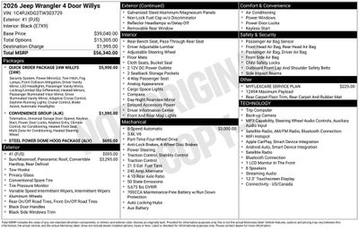 2026 Jeep Wrangler WRANGLER 4-DOOR WILLYS