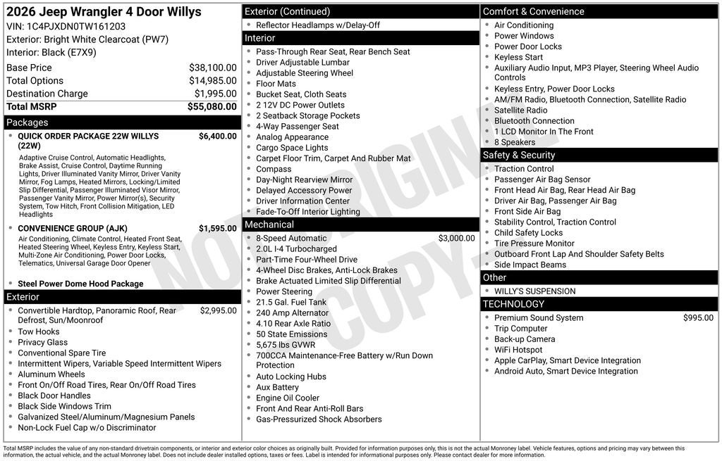 2026 Jeep Wrangler WRANGLER 4-DOOR WILLYS