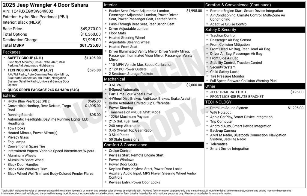 2025 Jeep Wrangler WRANGLER 4-DOOR SAHARA