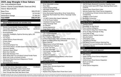 2025 Jeep Wrangler WRANGLER 4-DOOR SAHARA