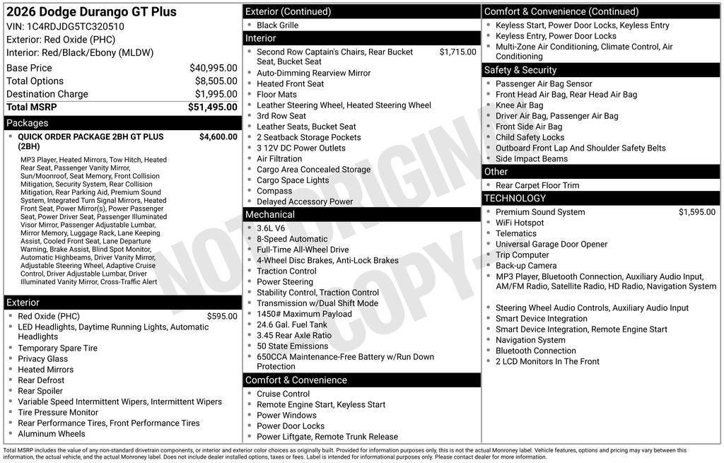 2026 Dodge Durango DURANGO GT PLUS AWD