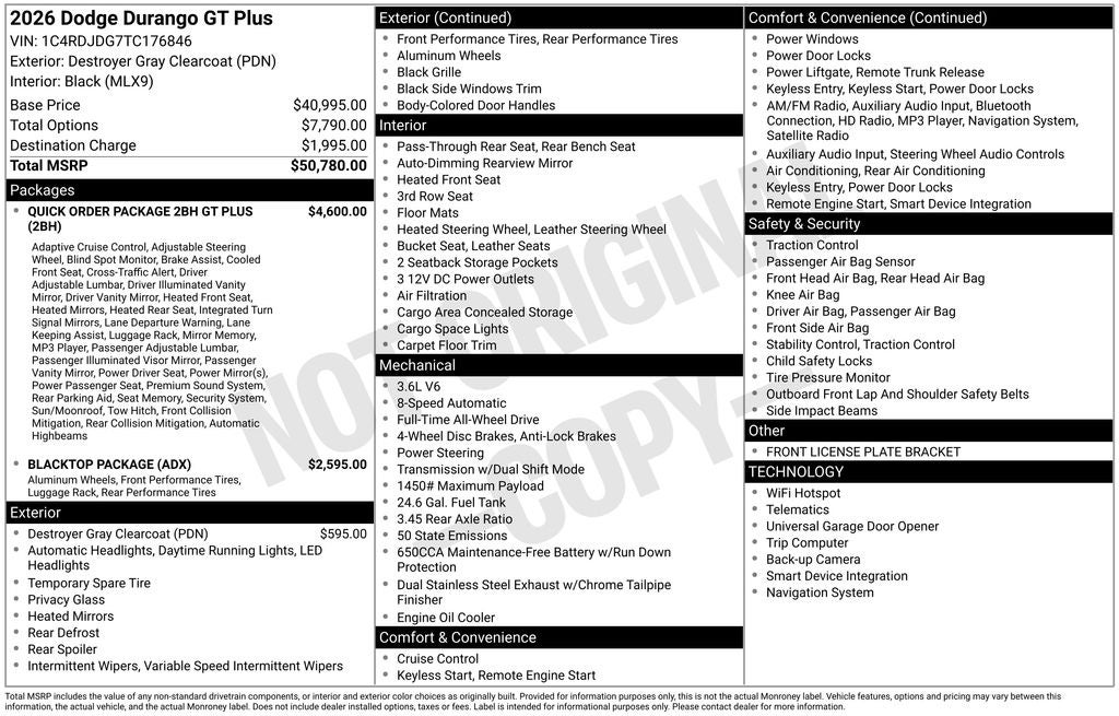 2026 Dodge Durango DURANGO GT PLUS AWD