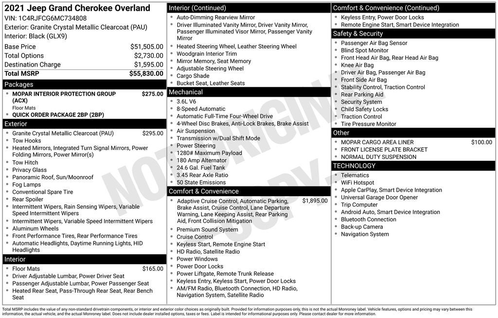 2021 Jeep Grand Cherokee Overland 4X4
