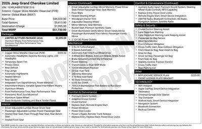 2026 Jeep Grand Cherokee GRAND CHEROKEE LIMITED 4X4