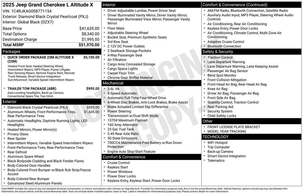 2025 Jeep Grand Cherokee GRAND CHEROKEE L ALTITUDE X 4X4