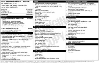 2025 Jeep Grand Cherokee GRAND CHEROKEE L ALTITUDE X 4X4