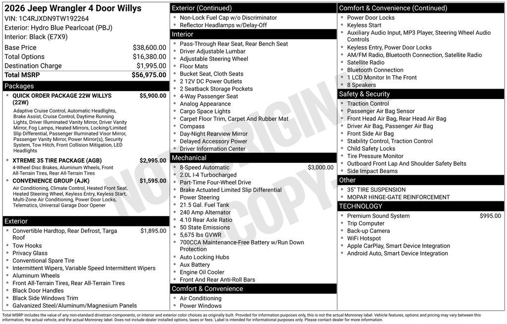 2026 Jeep Wrangler WRANGLER 4-DOOR WILLYS