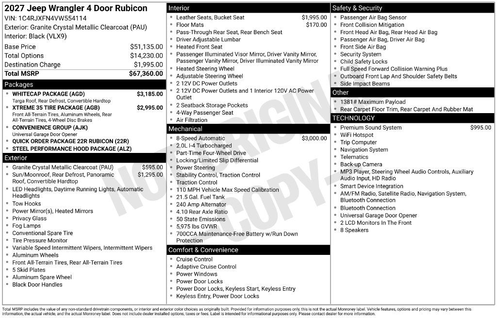 2027 Jeep Wrangler WRANGLER 4-DOOR RUBICON