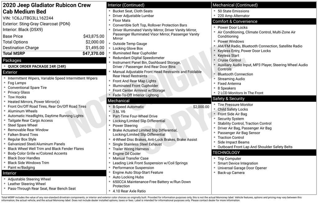 2020 Jeep Gladiator Rubicon 4X4