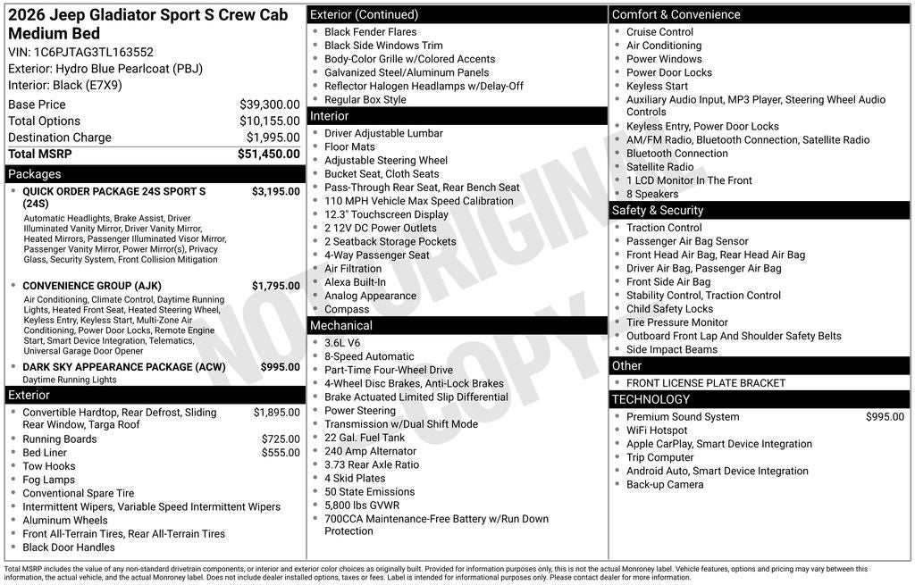 2026 Jeep Gladiator GLADIATOR SPORT S 4X4