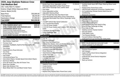 2026 Jeep Gladiator GLADIATOR RUBICON 4X4