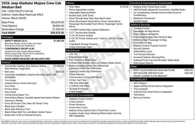 2026 Jeep Gladiator GLADIATOR MOJAVE 4X4