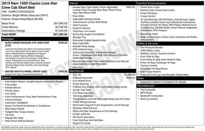 2019 RAM 1500 Classic Lone Star Crew Cab 4x4 5'7' Box