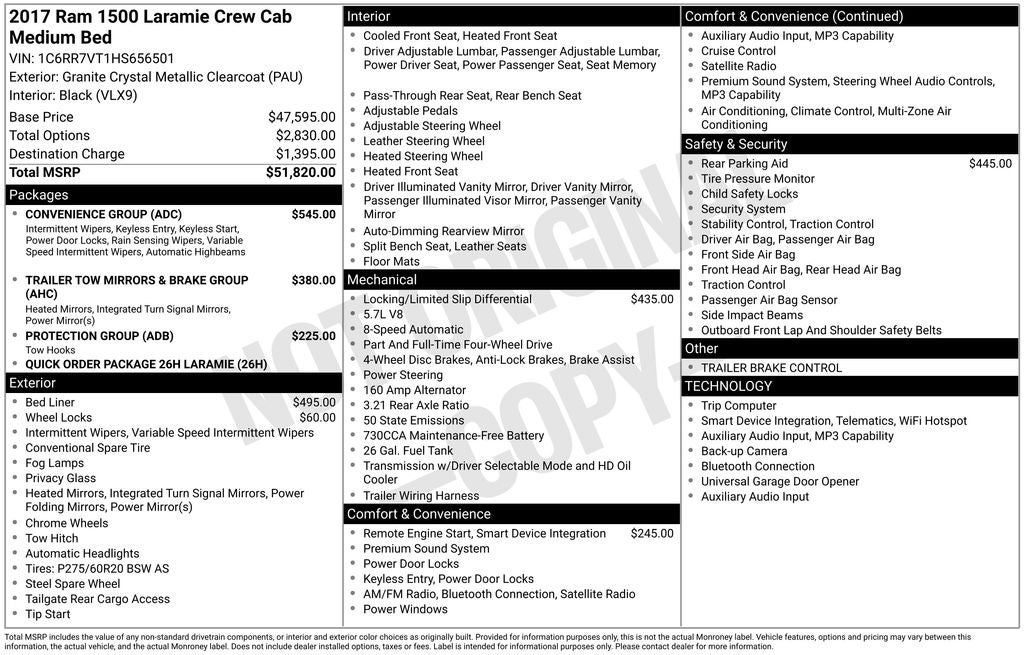 2017 RAM 1500 Laramie Crew Cab 4x4 6'4' Box