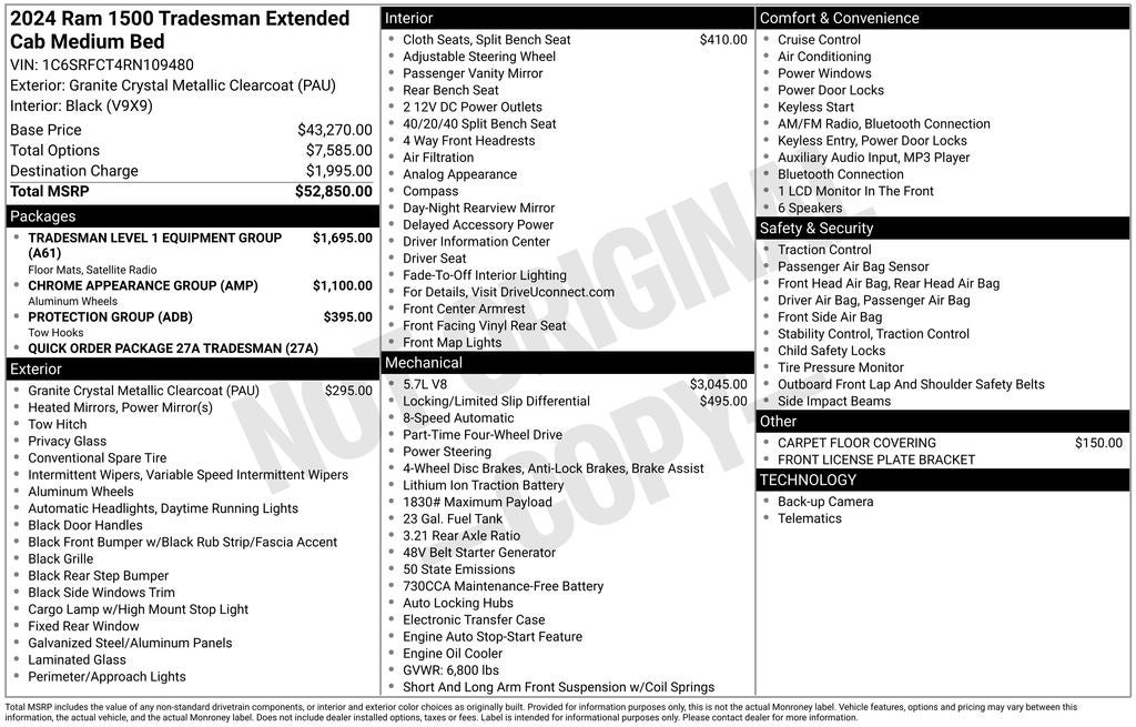 2024 RAM 1500 Tradesman Quad Cab 4x4 6'4' Box