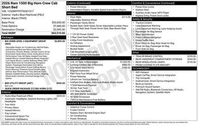 2026 RAM Ram 1500 RAM 1500 BIG HORN CREW CAB 4X4 5'7' BOX