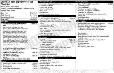 2020 RAM 1500 Big Horn Crew Cab 4x4 5'7' Box