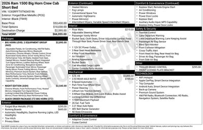 2026 RAM Ram 1500 RAM 1500 BIG HORN CREW CAB 4X4 5'7' BOX
