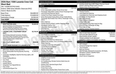 2026 RAM Ram 1500 RAM 1500 LARAMIE CREW CAB 4X4 5'7' BOX