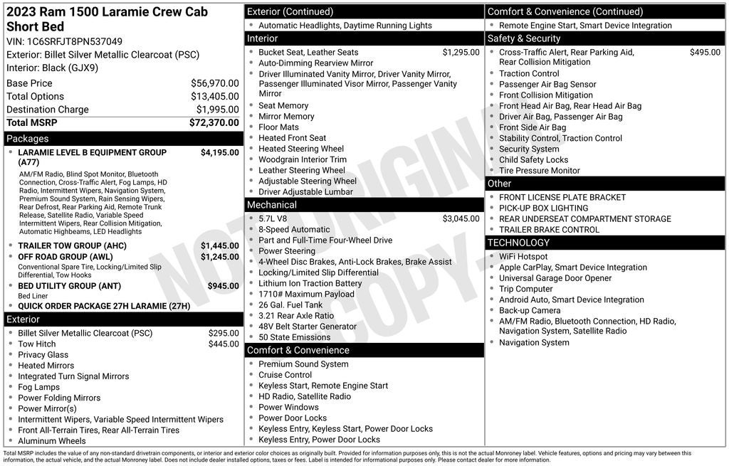2023 RAM 1500 Laramie Crew Cab 4x4 5'7' Box