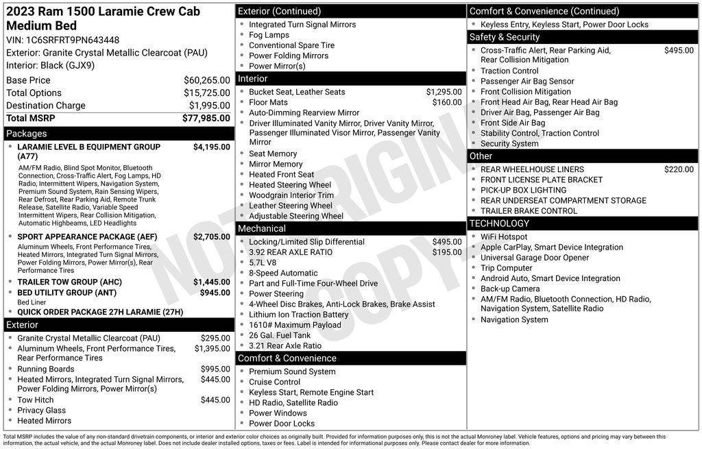 2023 RAM 1500 Laramie Crew Cab 4x4 6'4' Box