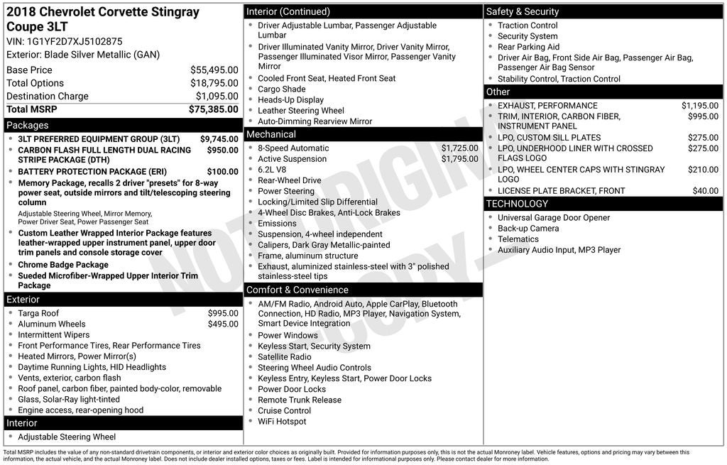 2018 Chevrolet Corvette Stingray