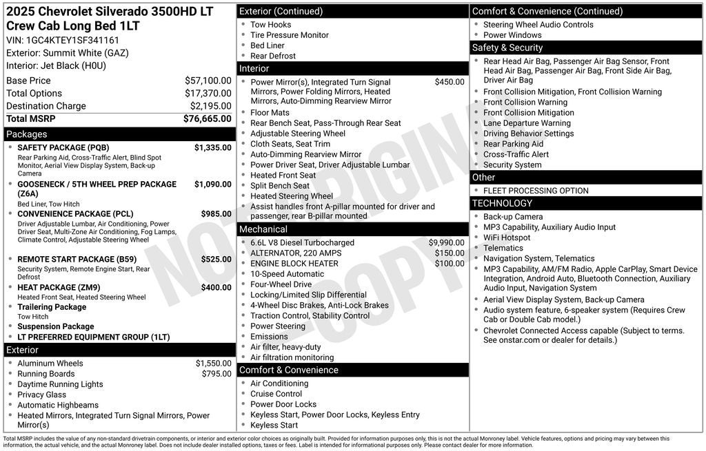 2025 Chevrolet Silverado 3500HD 4WD Crew Cab Long Bed LT