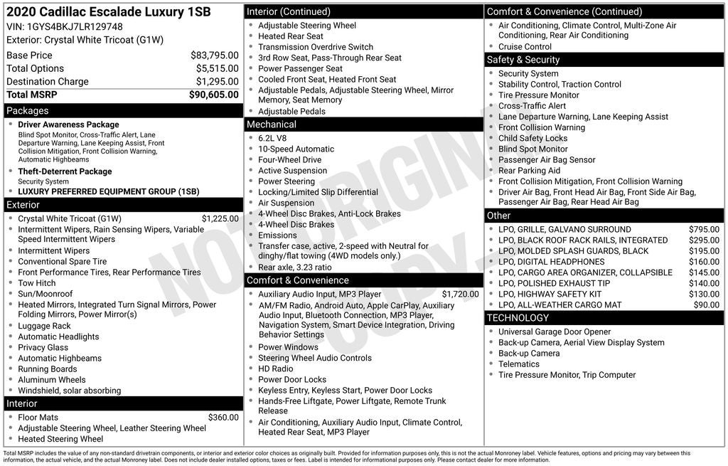 2020 Cadillac Escalade 4WD Luxury