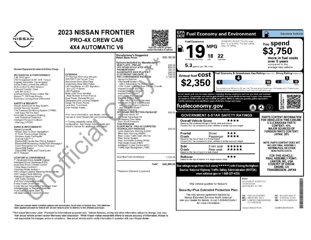 2023 Nissan Frontier Crew Cab PRO-4X 4x4