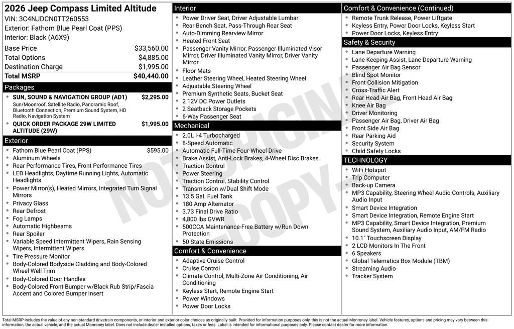 2026 Jeep Compass COMPASS LIMITED ALTITUDE 4X4