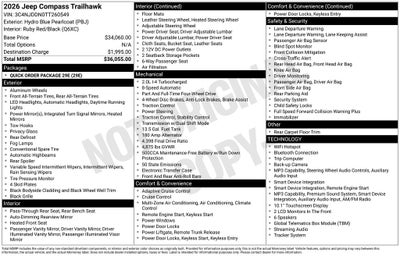 2026 Jeep Compass COMPASS TRAILHAWK 4X4