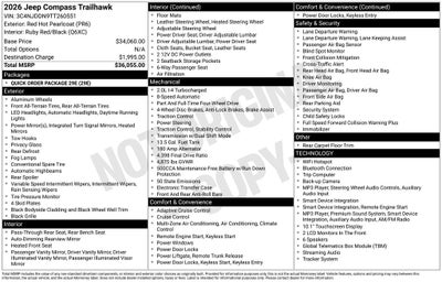 2026 Jeep Compass COMPASS TRAILHAWK 4X4