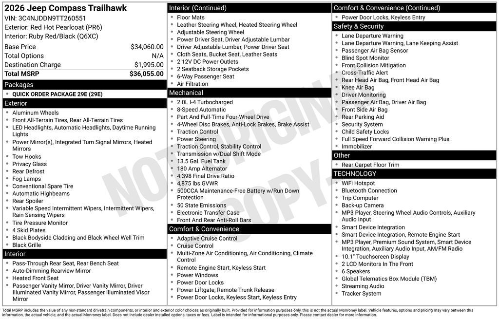 2026 Jeep Compass COMPASS TRAILHAWK 4X4