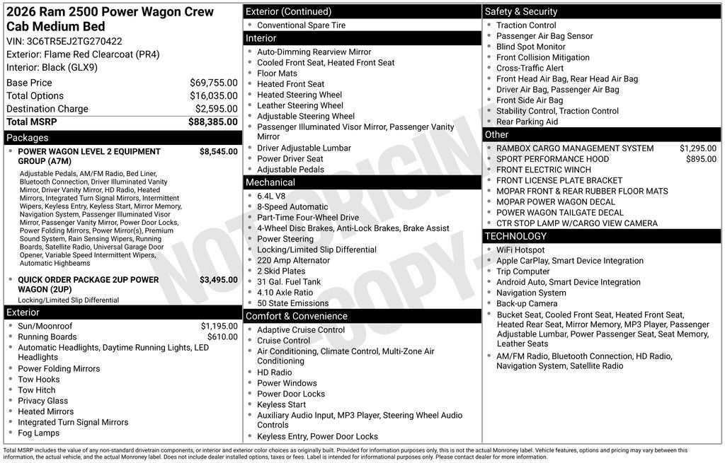 2026 RAM Ram 2500 RAM 2500 POWER WAGON CREW CAB 4X4 6'4' BOX