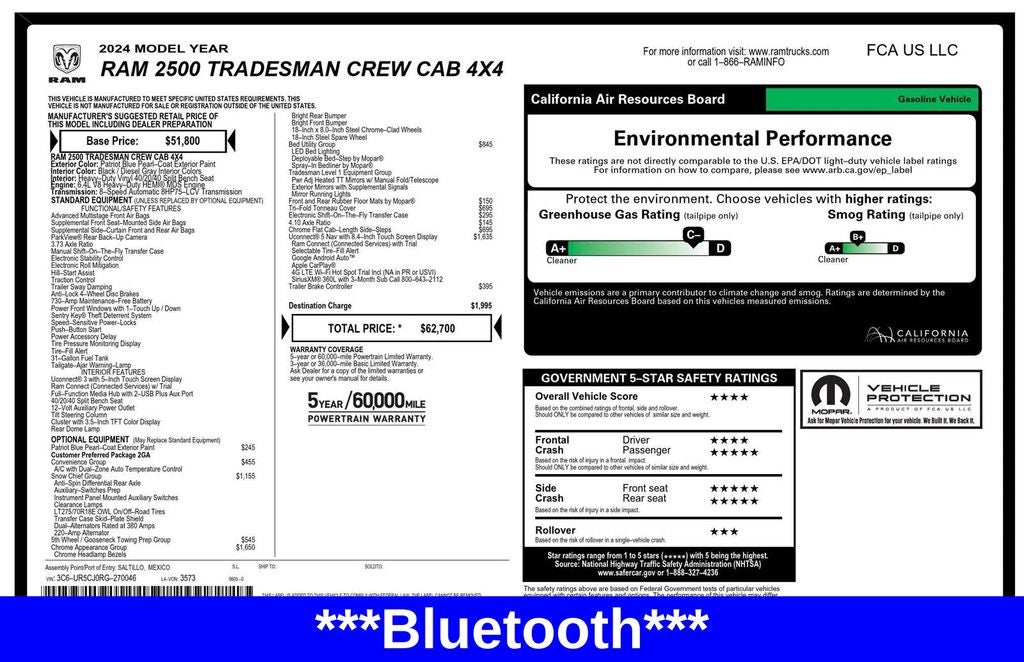 2024 RAM 2500 Tradesman Crew Cab 4x4 6'4' Box