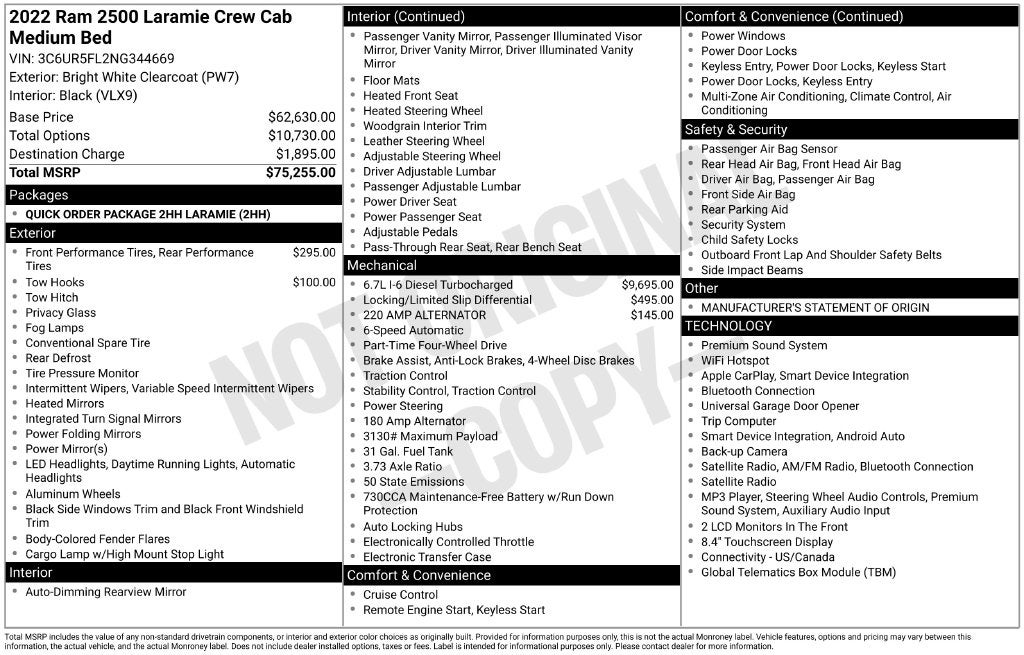 2022 RAM 2500 Laramie Crew Cab 4x4 6'4' Box