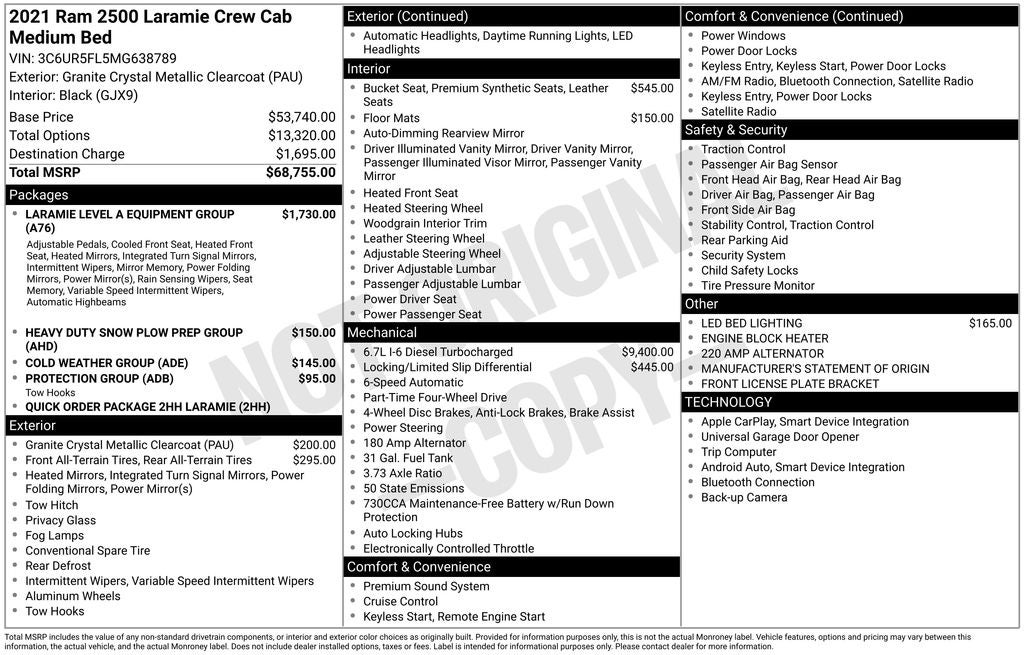 2021 RAM 2500 Laramie Crew Cab 4x4 6'4' Box