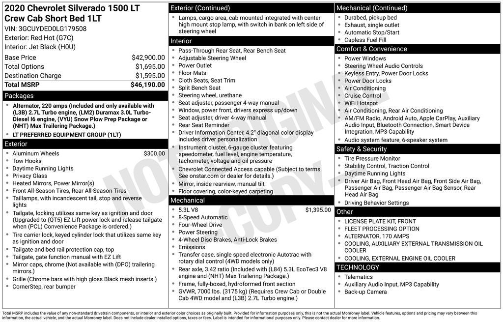 2020 Chevrolet Silverado 1500 4WD Crew Cab Short Bed LT