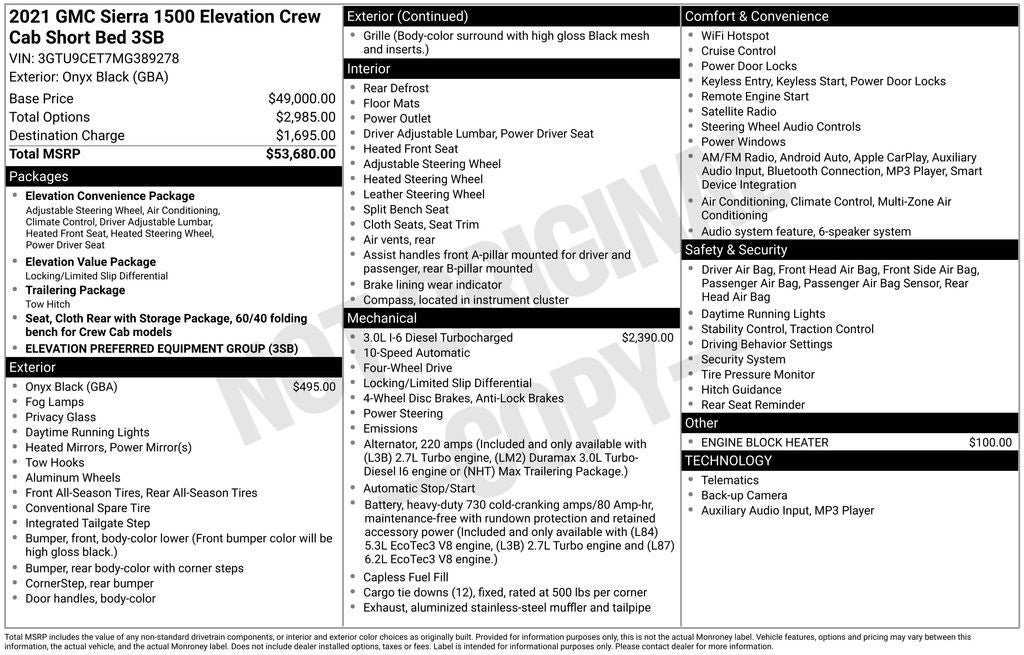 2021 GMC Sierra 1500 4WD Crew Cab Short Box Elevation