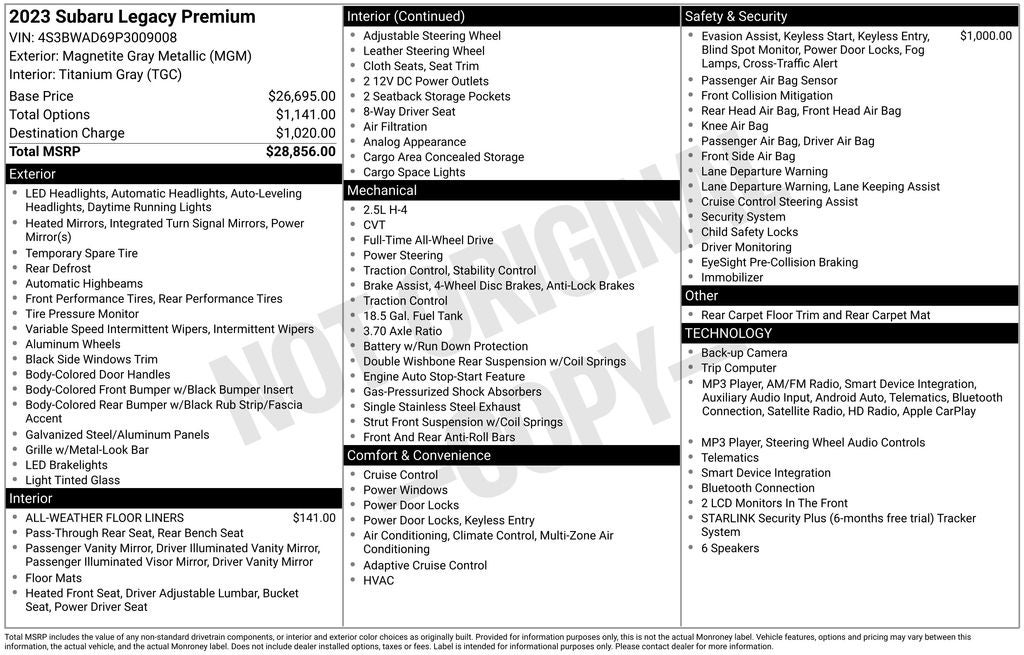 2023 Subaru Legacy Premium