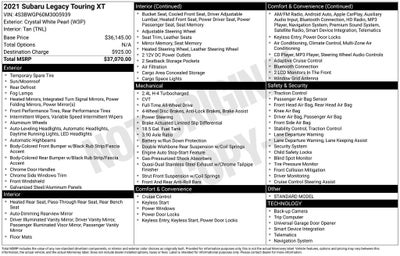 2021 Subaru Legacy Touring XT