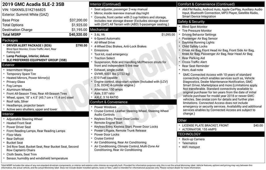 2019 GMC Acadia SLE-2