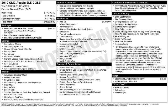 2019 GMC Acadia SLE-2