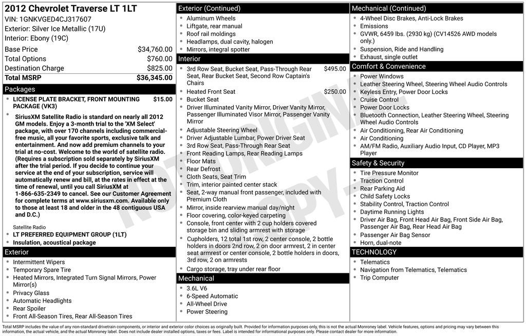 2012 Chevrolet Traverse LT 1LT