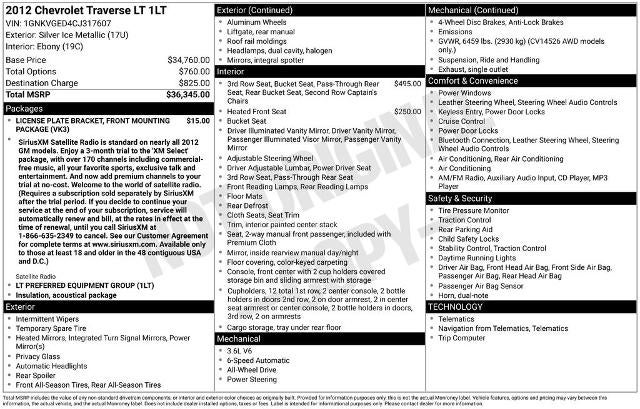 2012 Chevrolet Traverse LT 1LT