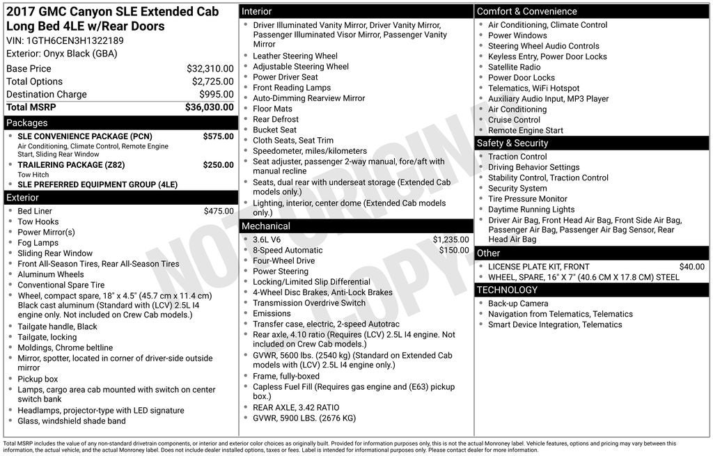 2017 GMC Canyon SLE1