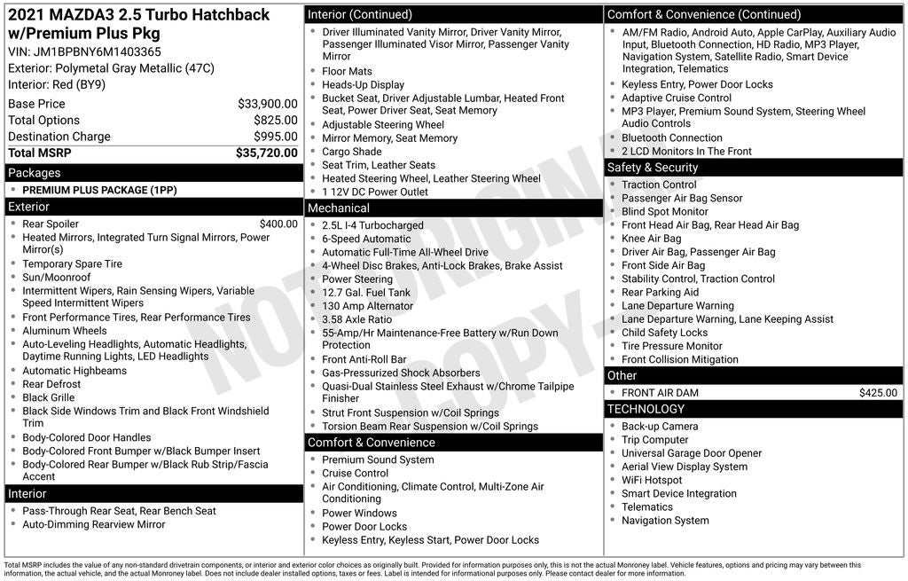 2021 Mazda Mazda3 Premium Plus